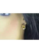Pendientes Peridoto amarillo Oro rosa antiguo original de 14k Vintage vec020r